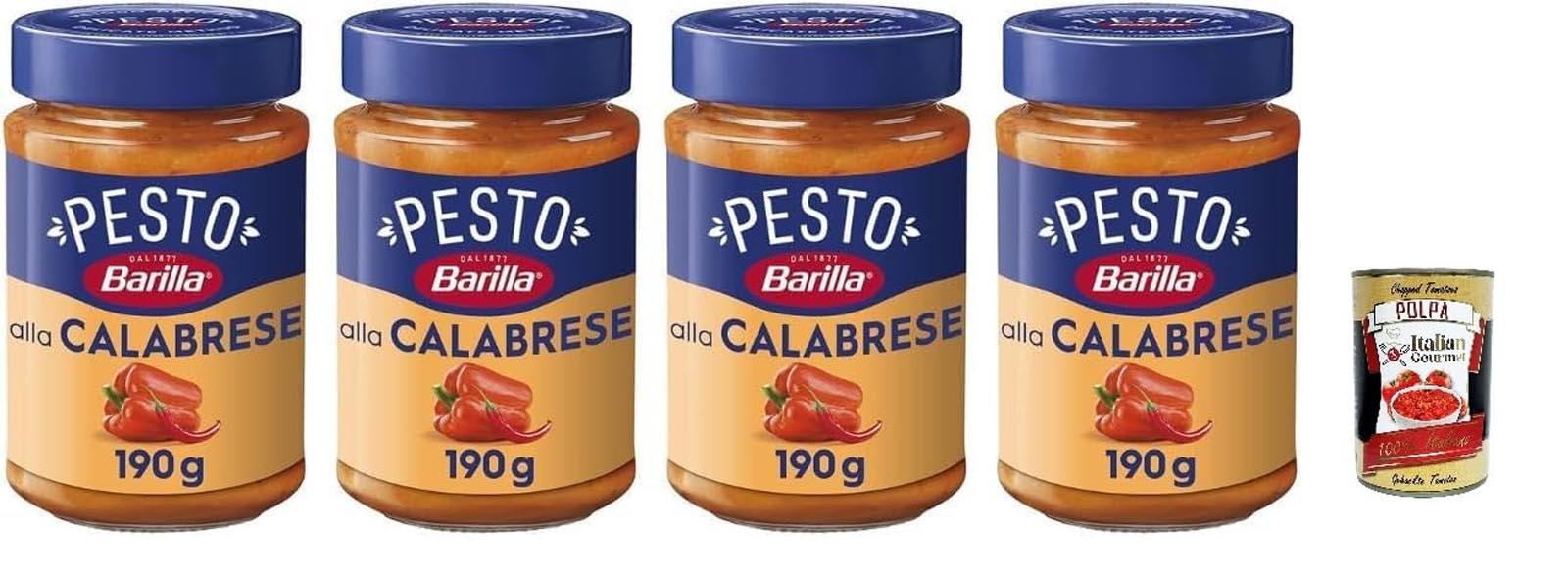 Barilla Pesto alla Calabrese 4x190g Glutenfrei +Polpa 400g