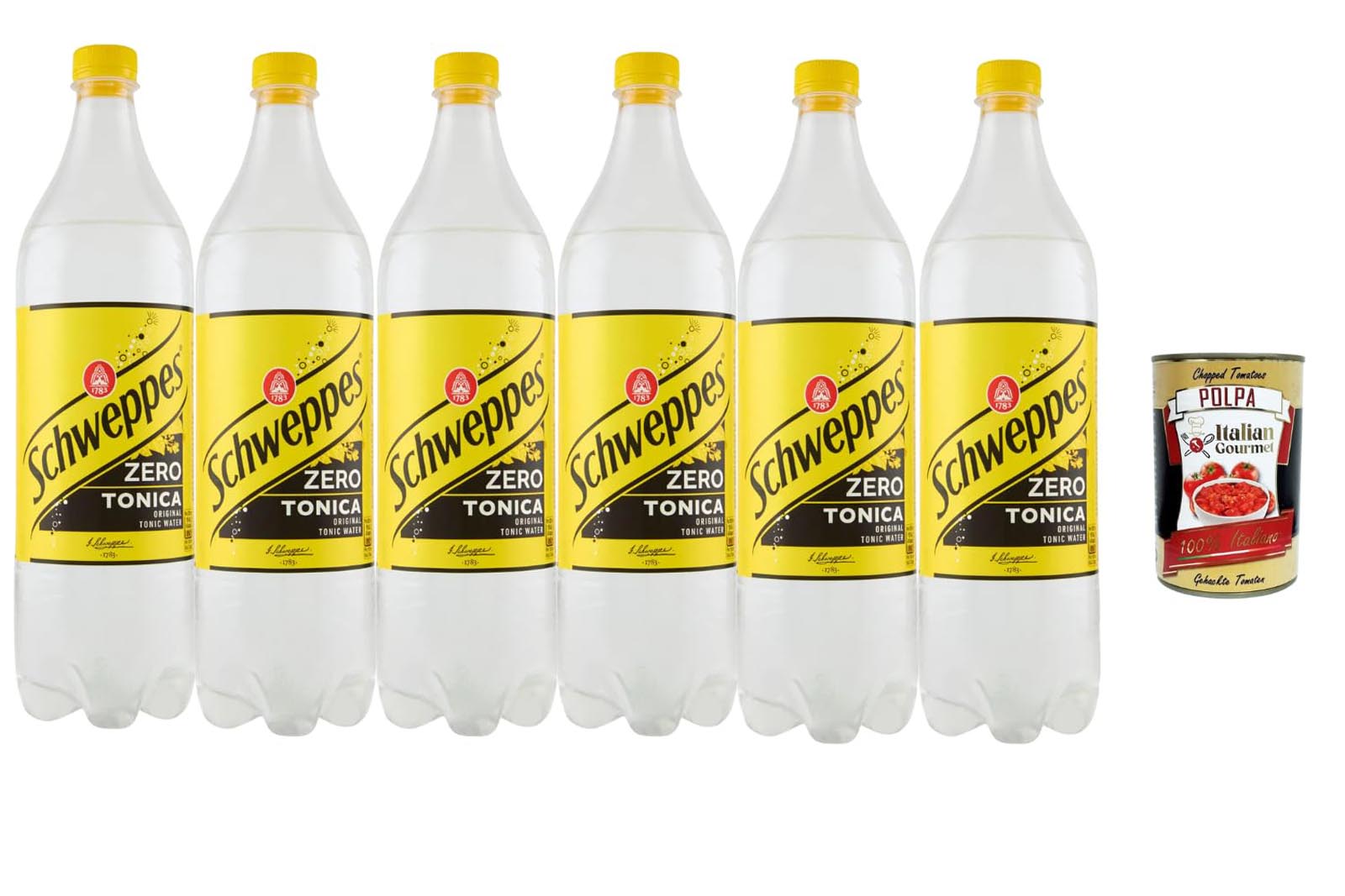 Schweppes Tonic Water Zero Zucker 6x1L +Polpa 400g