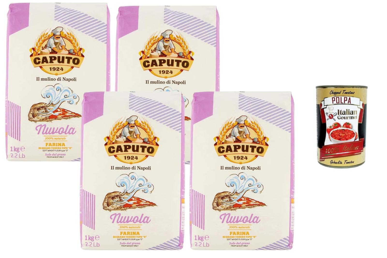 Caputo Weizenmehl Typ 0 Pizza 4x1kg +Polpa 400g
