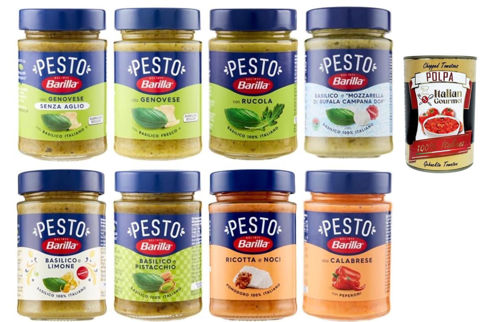 Barilla Pesto Mix 16x190g Italienische Pesto Auswahl +Polpa 400g