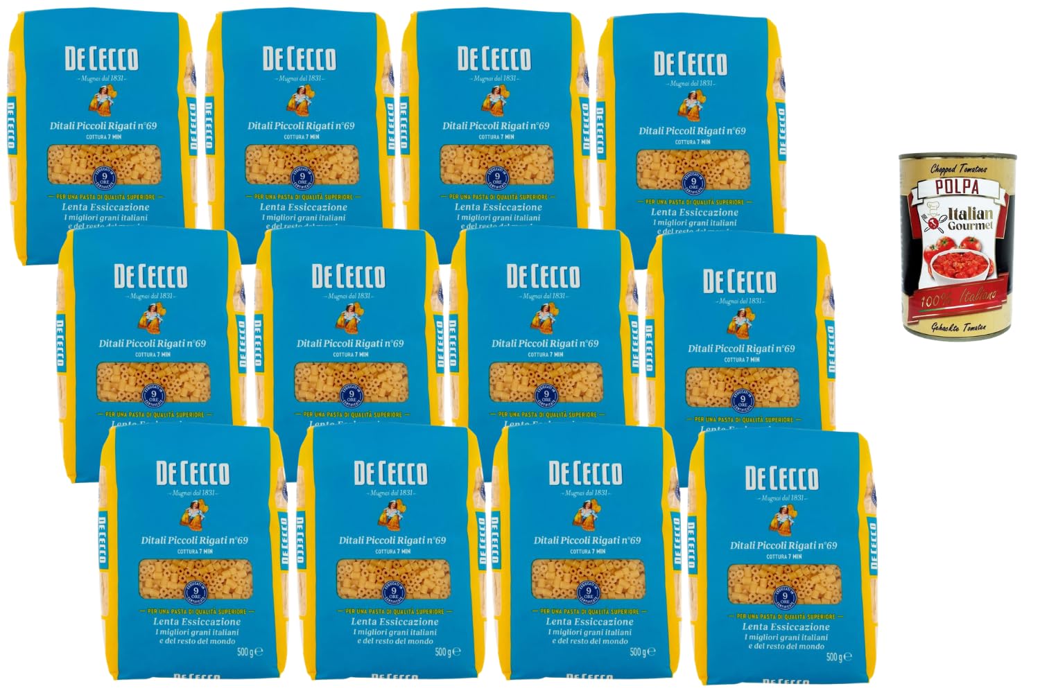 De Cecco Ditali Piccoli Rigati N.69 12x500g Suppenpasta 6kg +Polpa