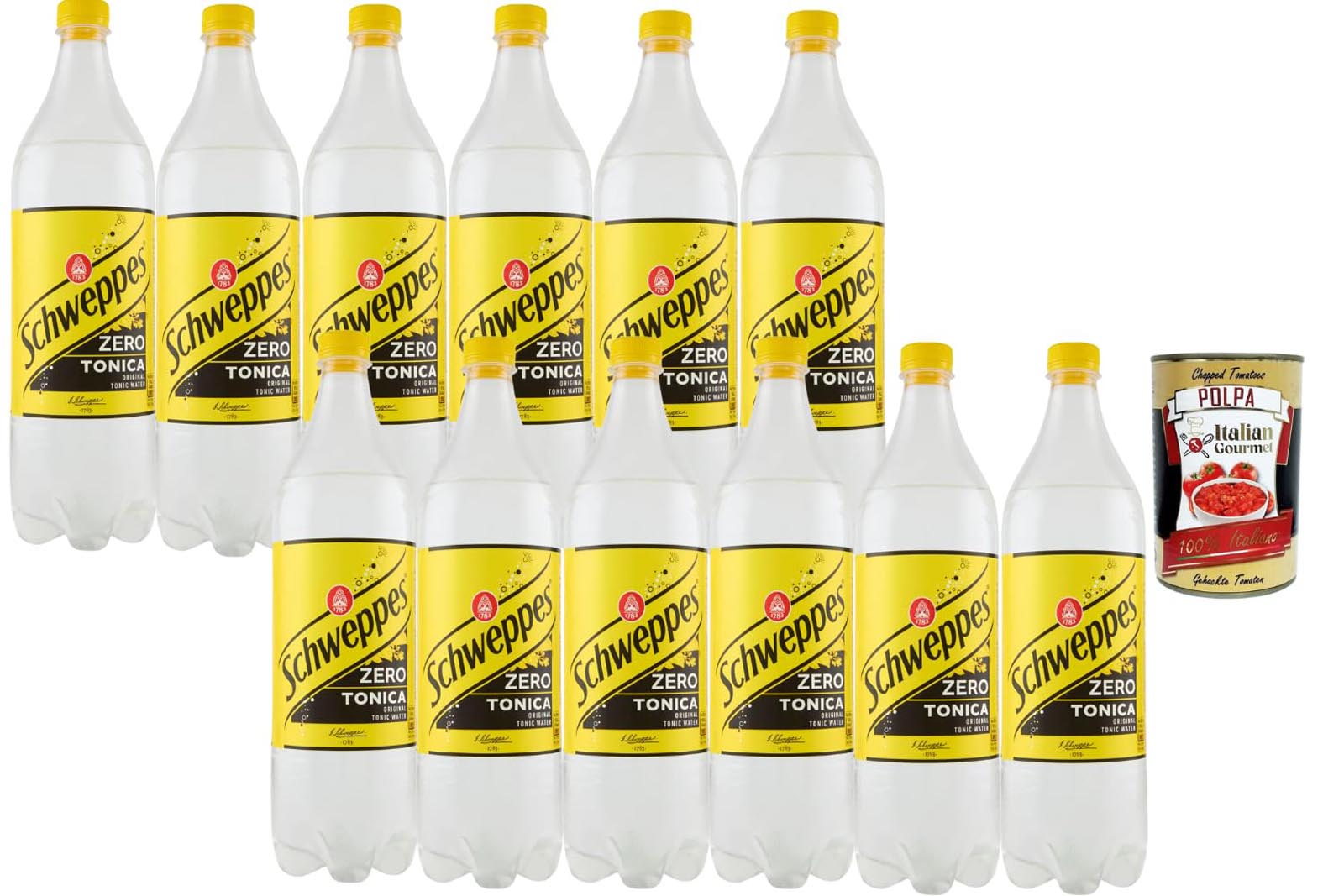 Schweppes Tonic Water Zero Zucker 12x1L +Polpa 400g