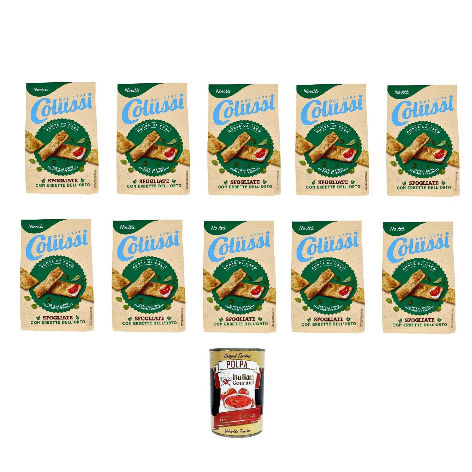Colussi Sfogliate Kräuter Blätterteigcracker 10x170g +Polpa 400g