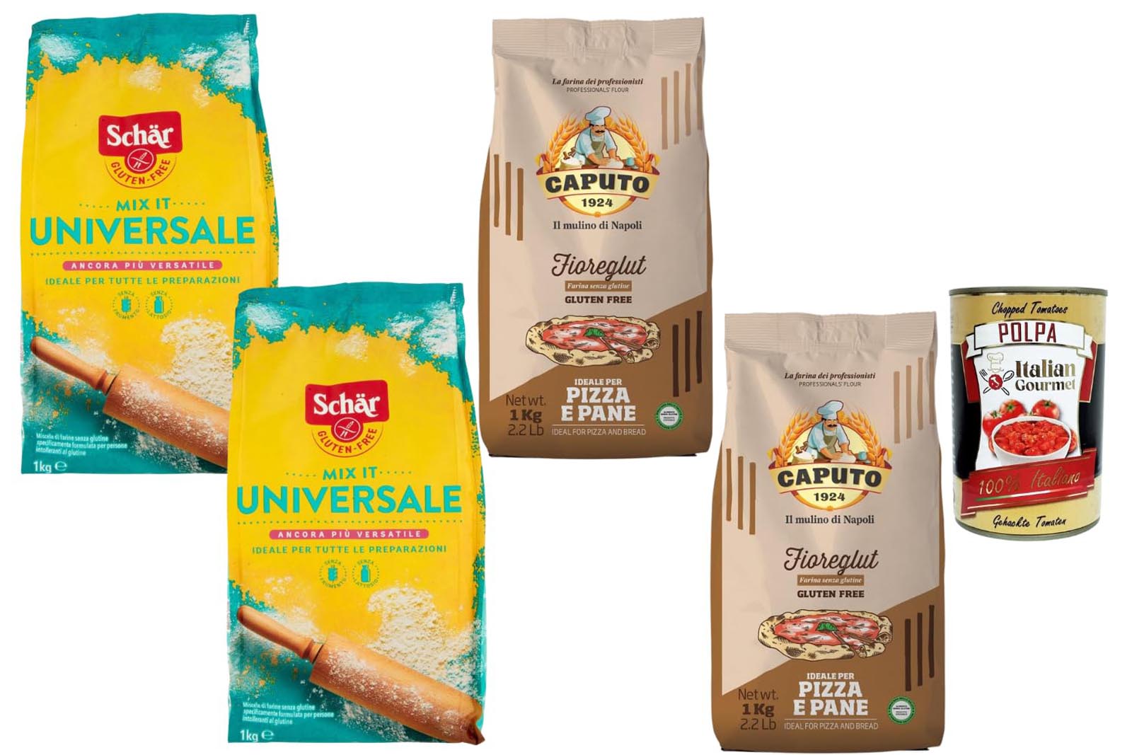 Caputo Glutenfreies Mehl Mix-Pack 4x1kg +Polpa 400g