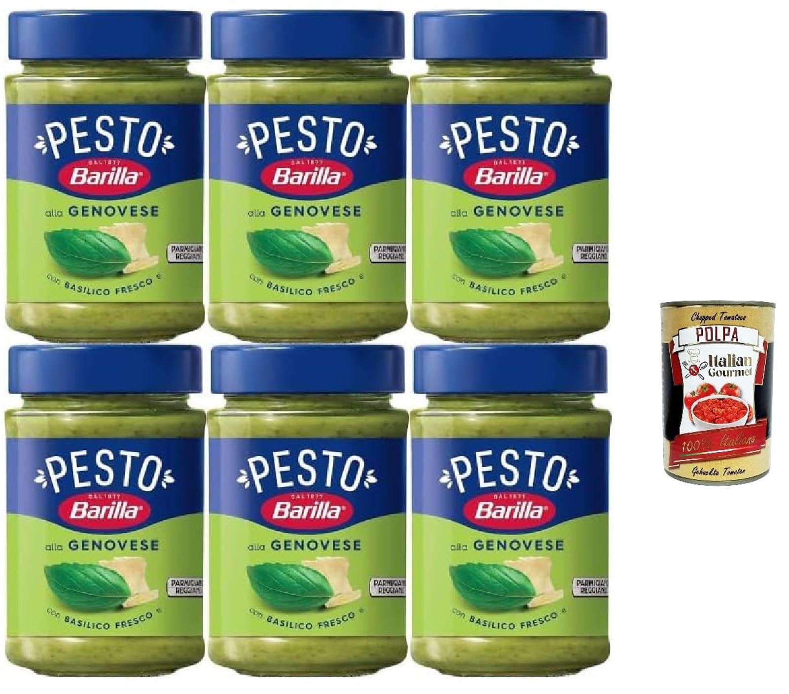 Barilla Pesto alla Genovese Glutenfrei mit Basilikum 6x190g +Polpa 400g