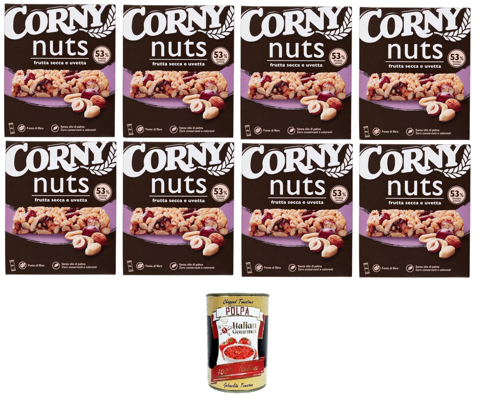 Corny Nuts Müsliriegel Früchte & Rosinen 8x96g +Polpa 400g