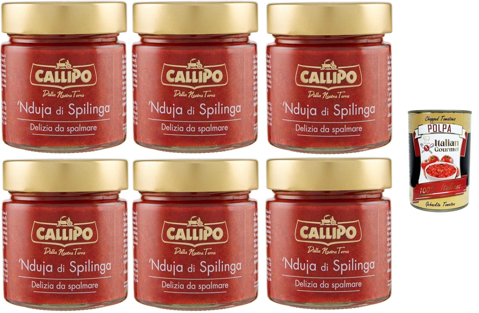 Callipo Nduja di Spilinga Würziger Aufstrich 6x200g +Polpa 400g