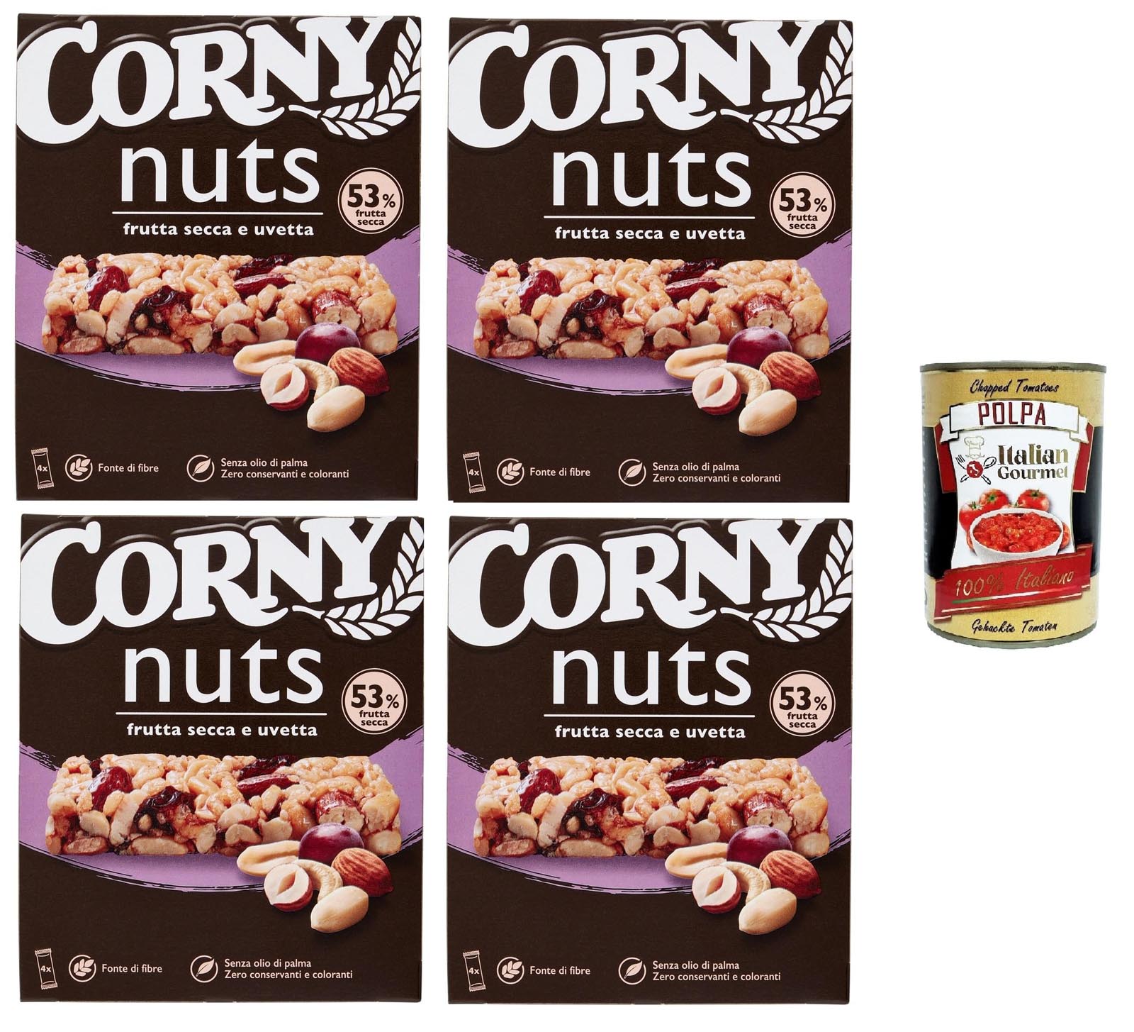 Corny Nuts Müsliriegel Früchte & Rosinen 4x96g +Polpa 400g