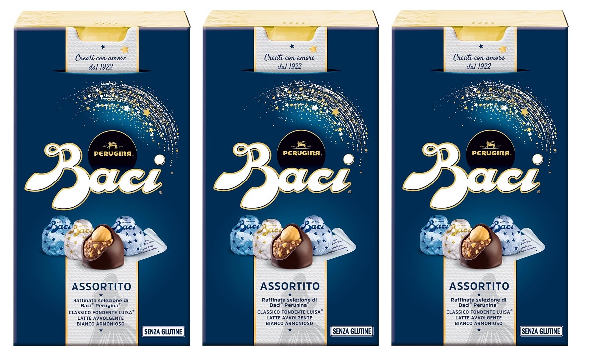 3x Baci Perugina Assortito Pralinen gefüllt mit Gianduia und Haselnüssen  200g